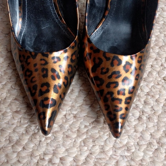 Aldo Patent Leather Leopard Print Pointy Pumps 39 - Picture 2 of 5